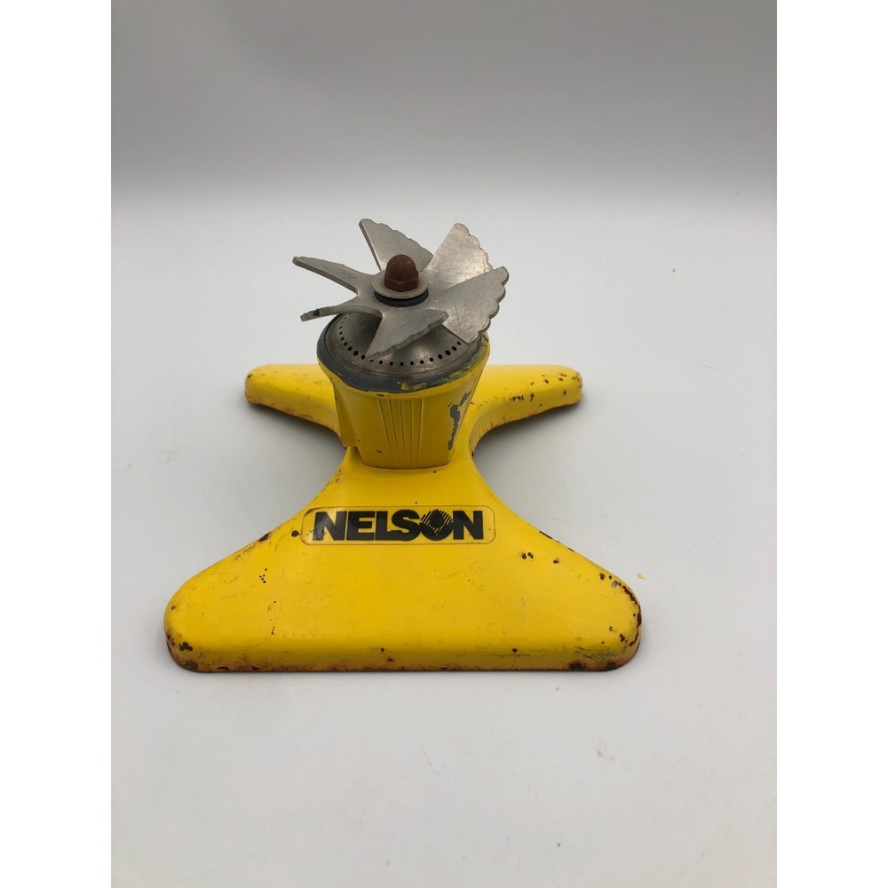 ZL Nelson Yellow All Metal Whirling Vane Sprinkler Vintage Original